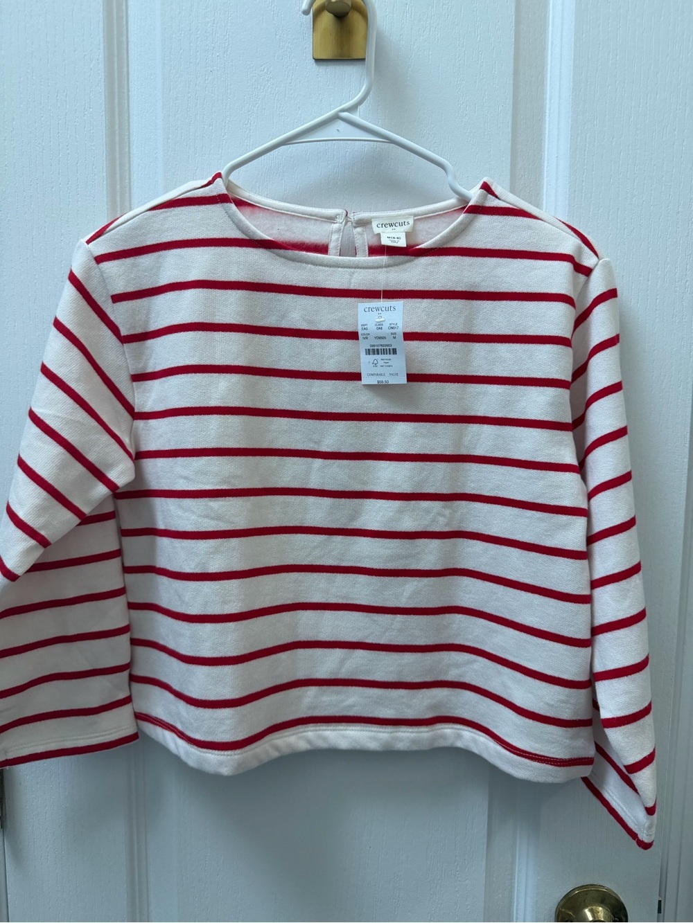 Crewcuts White & Red Striped Long-Sleeve Top